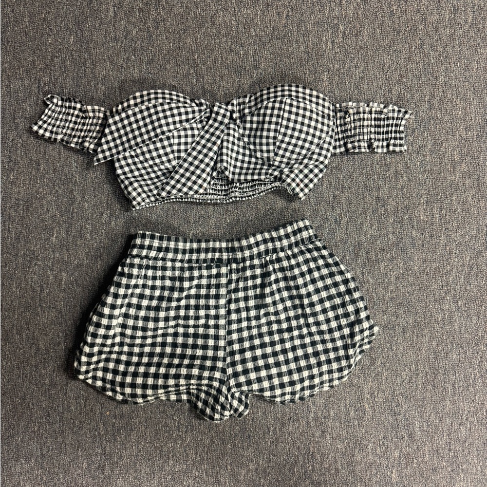 Checkered Women's Shorts Set